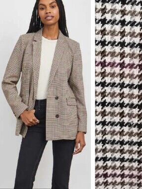Rails Jac Cambridge Plaid Double Breasted Houndstooth Blazer 70s Academia Small